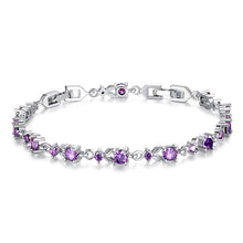 Load image into Gallery viewer, BAMOER 6 Colors Luxury Rose Gold Color Chain Link Bracelet for Women Ladies Shining AAA Cubic Zircon Crystal Jewelry JIB013