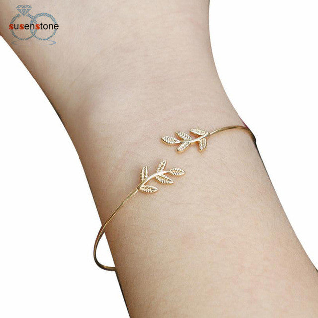 SUSENSTONE Fashion Leaves Women's Bracelet Jewelry