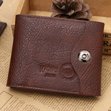 Load image into Gallery viewer, 2016 Fashion  Men&#39;s Luxury Wallet Men Button Leather Card Cash Brown Wallets Receipt Card Holder Purse carteras mujer