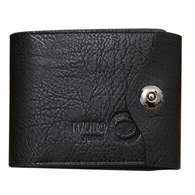 2016 Fashion  Men's Luxury Wallet Men Button Leather Card Cash Brown Wallets Receipt Card Holder Purse carteras mujer