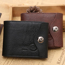 Load image into Gallery viewer, 2016 Fashion  Men&#39;s Luxury Wallet Men Button Leather Card Cash Brown Wallets Receipt Card Holder Purse carteras mujer