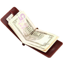 Load image into Gallery viewer, 2016  Fashion New Men Money Clips Black Brown PU Leather 2 folded Open Clamp For Money With Zipper Pocket #04