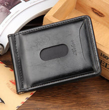 Load image into Gallery viewer, 2016  Fashion New Men Money Clips Black Brown PU Leather 2 folded Open Clamp For Money With Zipper Pocket #04