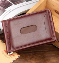 Load image into Gallery viewer, 2016  Fashion New Men Money Clips Black Brown PU Leather 2 folded Open Clamp For Money With Zipper Pocket #04