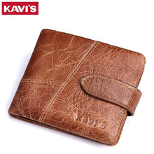 Load image into Gallery viewer, KAVIS New Arrival Crazy Horse Leather Wallet Men Male Coin Purse Genuine Leather with PORTFOL Small Walet Portomonee and Rfid