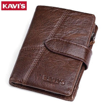 Load image into Gallery viewer, KAVIS New Arrival Crazy Horse Leather Wallet Men Male Coin Purse Genuine Leather with PORTFOL Small Walet Portomonee and Rfid