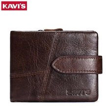 Load image into Gallery viewer, KAVIS New Arrival Crazy Horse Leather Wallet Men Male Coin Purse Genuine Leather with PORTFOL Small Walet Portomonee and Rfid