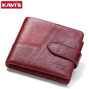 KAVIS New Arrival Crazy Horse Leather Wallet Men Male Coin Purse Genuine Leather with PORTFOL Small Walet Portomonee and Rfid