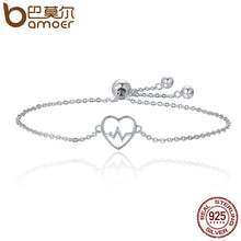 Load image into Gallery viewer, BAMOER Hot Sale 100% 925 Sterling Silver ECG Of Love &amp; Sweetheart Heart Bracelet Women Luxury Authentic Silver Jewelry SCB019