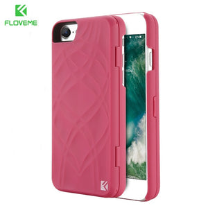 FLOVEME Mirror Case For iPhone 6 6s 7 Plus Wallet+Card Slot Cover Makeup Phone Cases For Apple iPhone 8 X 7 Plus 10 Woman Coque