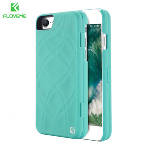 FLOVEME Mirror Case For iPhone 6 6s 7 Plus Wallet+Card Slot Cover Makeup Phone Cases For Apple iPhone 8 X 7 Plus 10 Woman Coque