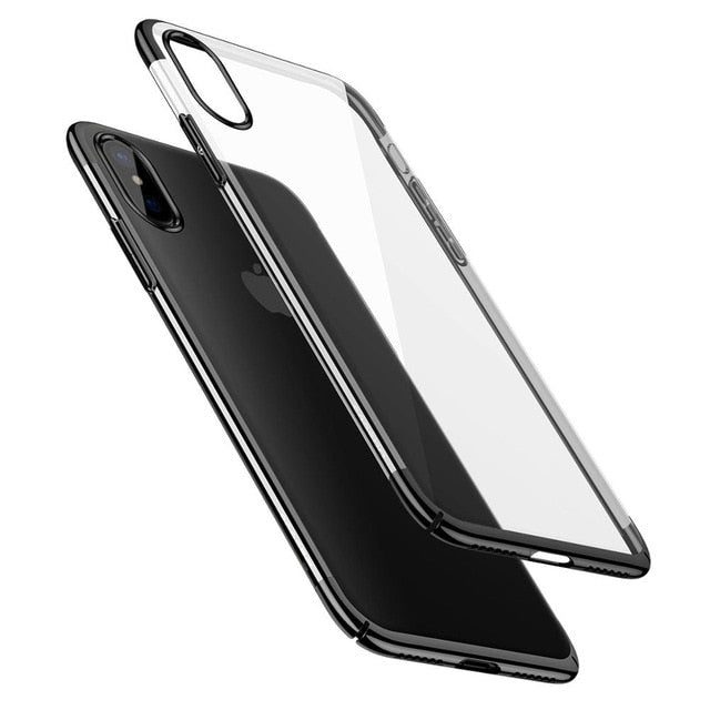 Baseus Hard PC Case For iPhone X Cases Luxury Transparent Plastic Case For iPhone X Cover Ultra Thin Plating Phone Accessories