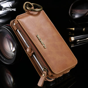 FLOVEME Retro Leather Phone Case For Samsung Galaxy S8 S8 Plus Card Wallet Phone Bag Cases For Samsung S6 S7 Edge Note 8 9 Cover