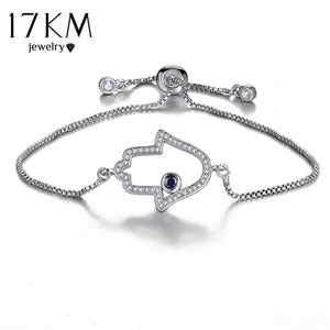 17KM Fashion Charm Bracelet Eye Hamsa Hand Bracelets For Women 3 Color Adjustable Pulseras Mujer Femme Party Wedding Jewelry