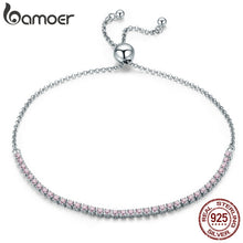 Load image into Gallery viewer, BAMOER 2018 Valentine Day Gift 925 Sterling Silver Luminous Strand Bracelet Tennis Bracelet Women Sterling Silver Jewelry SCB045