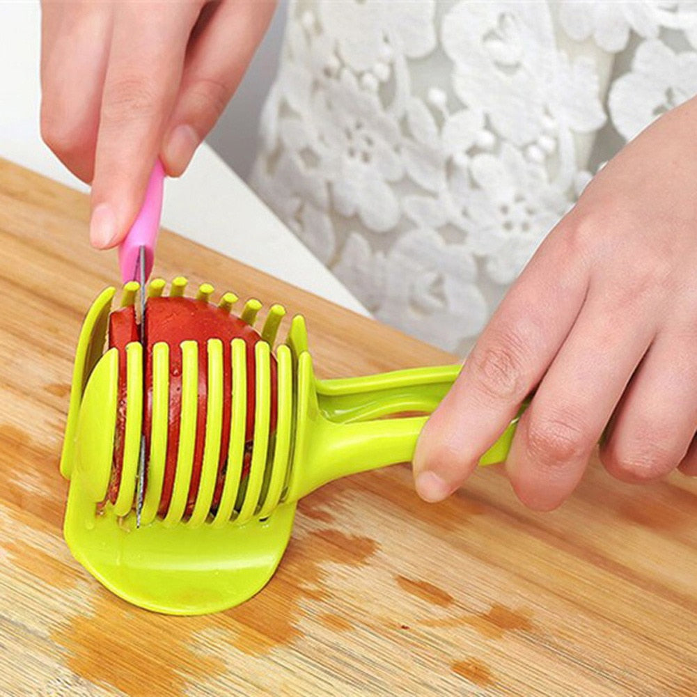 ABS Plastic Slicer Vegetable Tomato Slicer Lemon Orange Fruit Cutter Knife Cake Holder Kitchen Gadgets Fruit Vegetable Tool