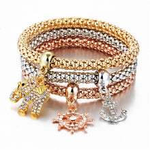 Load image into Gallery viewer, 17KM 3Pcs Gold Color Heart Charm Elastic Bracelets For Women Pulseras Bracelet Cute Multilayer Bangles pulseira feminina Gifts