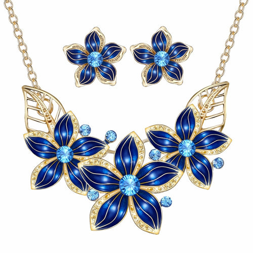 FAMSHIN 2018 New Jewelry Set Necklace Earrings Woman Lady Party Oil Drop Flower Joker Romantic Beautiful Amazing Free shipping