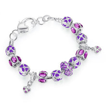 Load image into Gallery viewer, NEW Winter Collection Silver Charm Bracelet for Women With Pink Crystal Murano Glass Beads PA1400