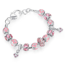 Load image into Gallery viewer, NEW Winter Collection Silver Charm Bracelet for Women With Pink Crystal Murano Glass Beads PA1400