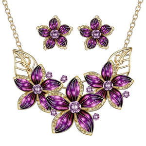 FAMSHIN 2018 New Jewelry Set Necklace Earrings Woman Lady Party Oil Drop Flower Joker Romantic Beautiful Amazing Free shipping