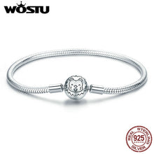 Load image into Gallery viewer, WOSTU Authentic 100% 925 Sterling Silver Cute Cat Glittering CZ Snake Strand Chain Bracelets Bangle for Women Silver Jewelry