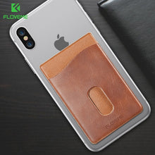 Load image into Gallery viewer, FLOVEME Leather 3M Adhesives Card Sticker Pocket Universal Credit Card Wallet Case For iPhone X 8 Samsung Women Men Phone Pouch