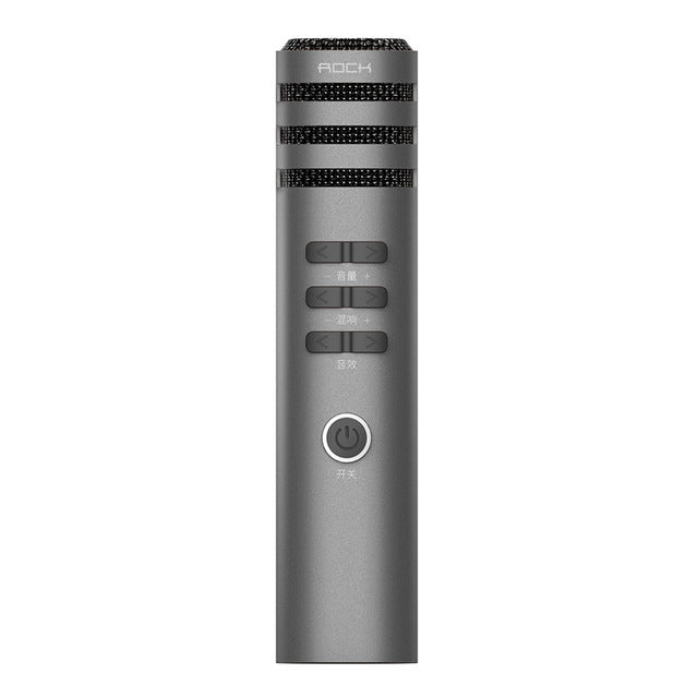 ROCK Professional Condenser KTV Microphone Audio Studio Vocal Portable Wired Handheld Karaoke Microphone for Smartphone Speaker