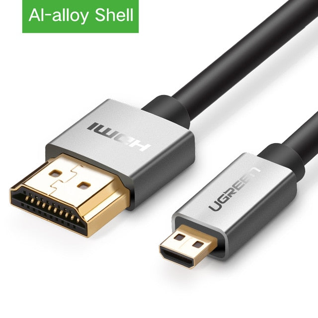 Ugreen Micro HDMI to HDMI Cable 2M Gold-Plated 1.4 3D 2K 1440P High Premium Cable Adapter for HDTV XBox Mobile Phone Table Cable