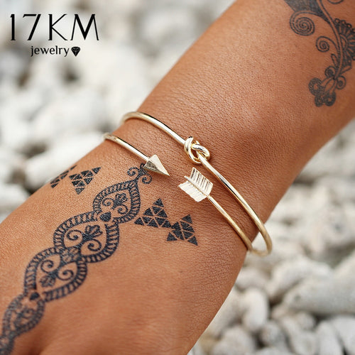 17KM Vintage Gold Color Twisted Bracelets Bangles For Women Crystal Fashion Letter Multilayer Charm Bracelets Bohemian Jewelry