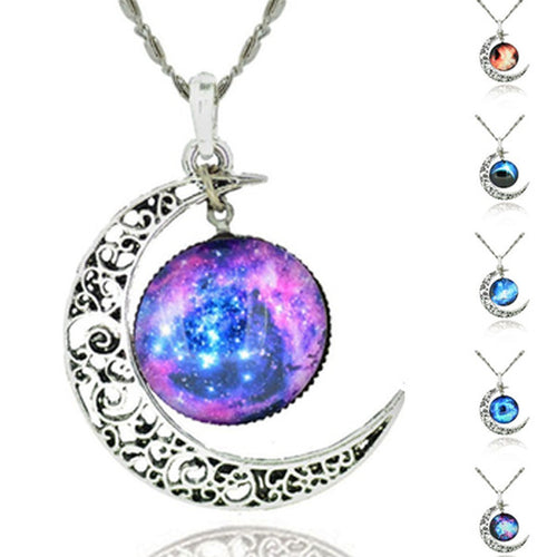 Starry Galaxy & Moon Necklace