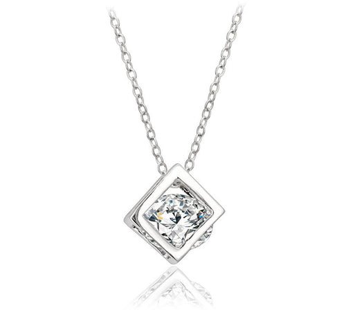 Cube Necklace - White Gold