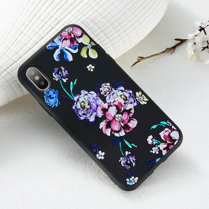 FLOVEME Case For iPhone 5S 5 SE 6 6s 3D Relief Flower Soft Silicone Phone Cases For iPhone X 7 8 6 Plus Floral Cover Accessories