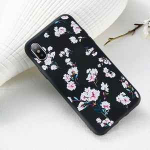 FLOVEME Case For iPhone 5S 5 SE 6 6s 3D Relief Flower Soft Silicone Phone Cases For iPhone X 7 8 6 Plus Floral Cover Accessories