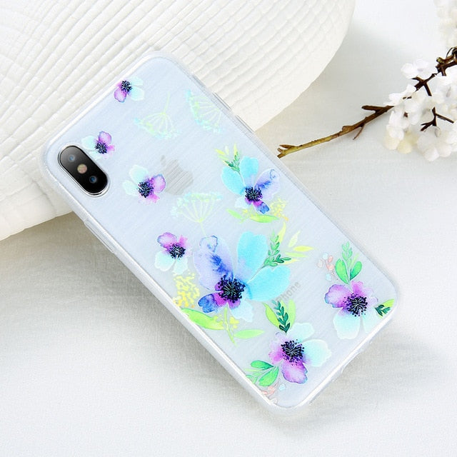 FLOVEME Case For iPhone 5S 5 SE 6 6s 3D Relief Flower Soft Silicone Phone Cases For iPhone X 7 8 6 Plus Floral Cover Accessories