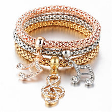 Load image into Gallery viewer, 17KM Fashion Gold Color Crystal Skull Bracelet &amp; Bangle 2018 New Charm Luxury Love Heart Women Bracelet Gift 3 PCS/Set