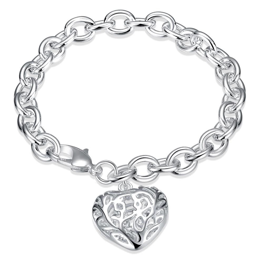 Filigree Heart Bracelet in 18K White Gold Plated