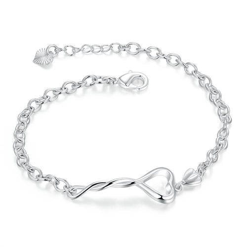 Heart Twist Bracelet in 18K White Gold Plated