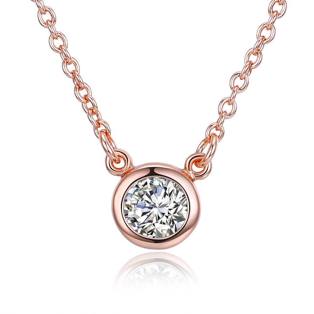 Swarovski Crystal 18K Rose Plated Bezel Necklace