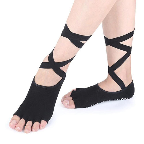 Pro Yoga Socks for Women Anti-slip Five Fingers Backless Silicone Non-slip 5 Toe Socks Ballet Gym Fitness Sports Cotton Sock