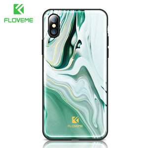 FLOVEME Luxury Phone Case For iPhone X 8 7 Soft Edge Agate Pattern Cases for Apple iPhone 7 7 8 Plus Cover Silicone Accessories