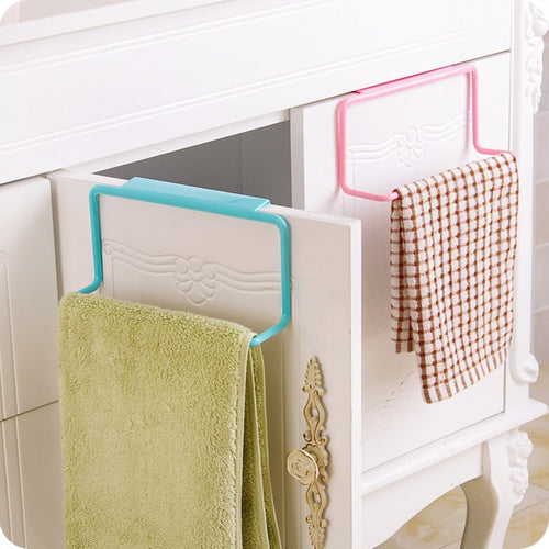 Kitchen Towel Rack Hanging Holder Cupboard Cabinet Door Back Hanger Towel Sponge Holder Storage Rack for Bathroom