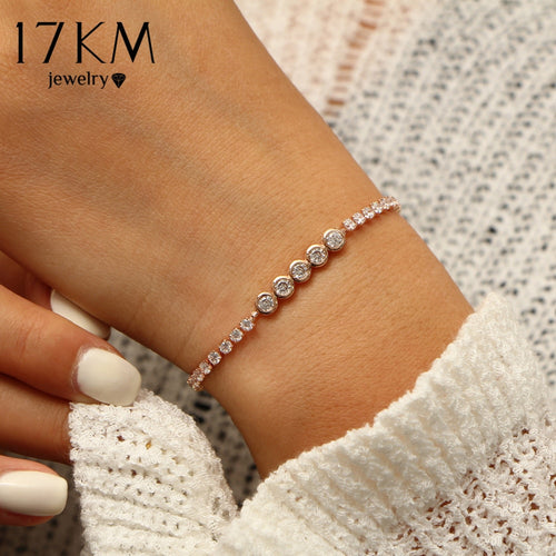 17KM New Fashion Crystal Round Tennis Bracelets For Women Wedding Charm Bracelet & Bangles Pulseras Mujer Statement Jewelry 2018