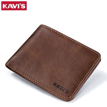 Load image into Gallery viewer, KAVIS Real Genuine Cowhide Leather Bifold Men&#39;s Short Wallet Wallets Purses Male ID Credit Cards Holder Carteira Masculina Walet