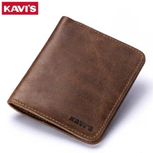 Load image into Gallery viewer, KAVIS Real Genuine Cowhide Leather Bifold Men&#39;s Short Wallet Wallets Purses Male ID Credit Cards Holder Carteira Masculina Walet