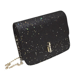 New Fashion Women Sequined Crossbody Bag PU Leather Chain Mini Messenger Shoulder Bag Glitter Handbag