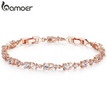Load image into Gallery viewer, BAMOER 6 Colors Luxury Rose Gold Color Chain Link Bracelet for Women Ladies Shining AAA Cubic Zircon Crystal Jewelry JIB013