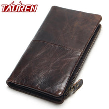 Load image into Gallery viewer, The 2018 New First Layer Of Real Leather Men&#39;s Oil Wax Retro High-Capacity Multi-Card Bit Long Wallet  Clutch Men Genuine