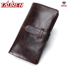 Load image into Gallery viewer, Men&#39;s RFID Long Wallet Genuine Leather Clutch Man Walet Brand Luxury Male Purse Long Wallets Coin Purse Phone Pocket For Iphonex