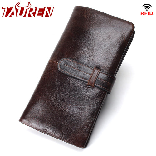 Men's RFID Long Wallet Genuine Leather Clutch Man Walet Brand Luxury Male Purse Long Wallets Coin Purse Phone Pocket For Iphonex